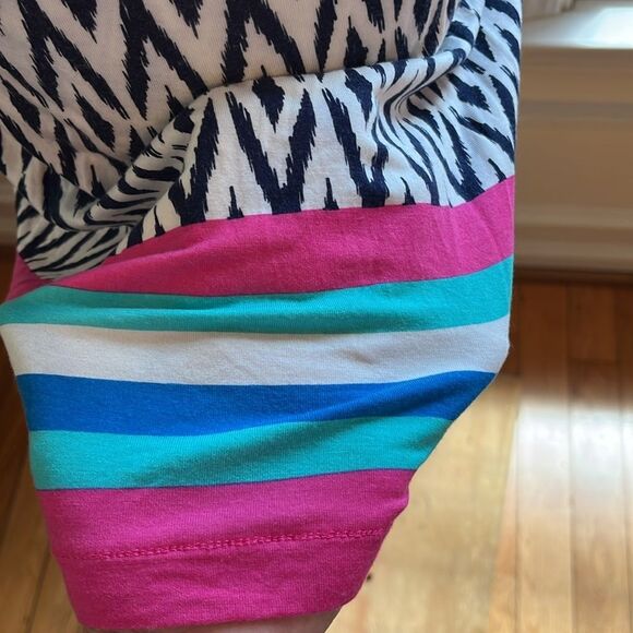 Hatley Blue and White Geometric Mini Dress with Colorful Stripes - Picture 8 of 9